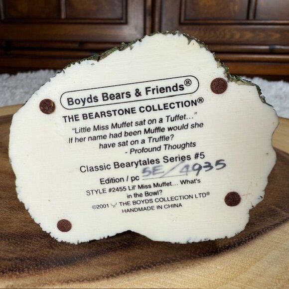 Vintage Boyds Bears Lil' Miss Muffet What's in the Bowl? Bearstone Figurine - Picture 7 of 8